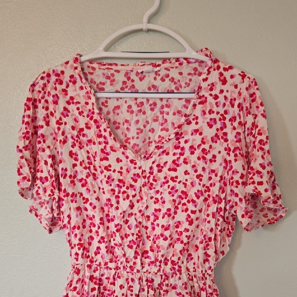 ChicSoul | Pink And Red Valentines Peplum Top Size 1X